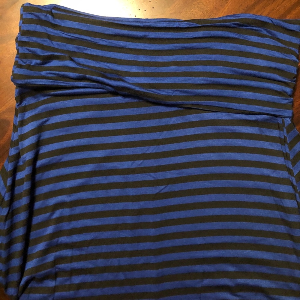 Blue and black striped maxi skirt